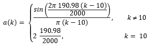 Coefficients of the low pass FIR filter